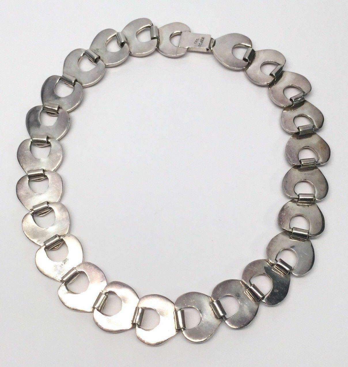 Mexico Sterling Silver Heavy Link Collar Necklace 4