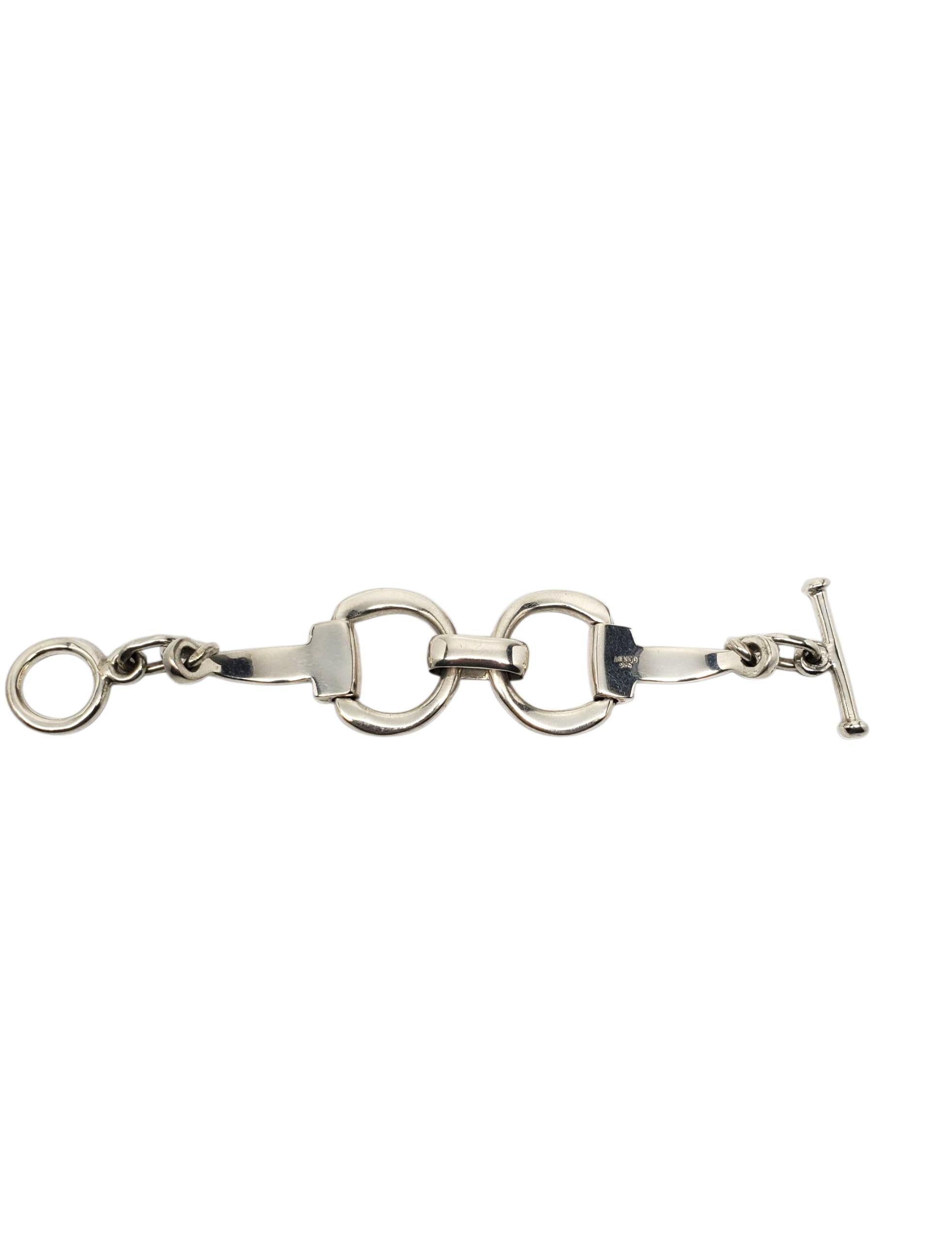 México Plata de Ley Pulsera de Eslabones Mordedura de Caballo #22528 Contemporáneo