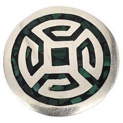 Mexico Sterling Silver Malachite Inlay Pill Box #22637