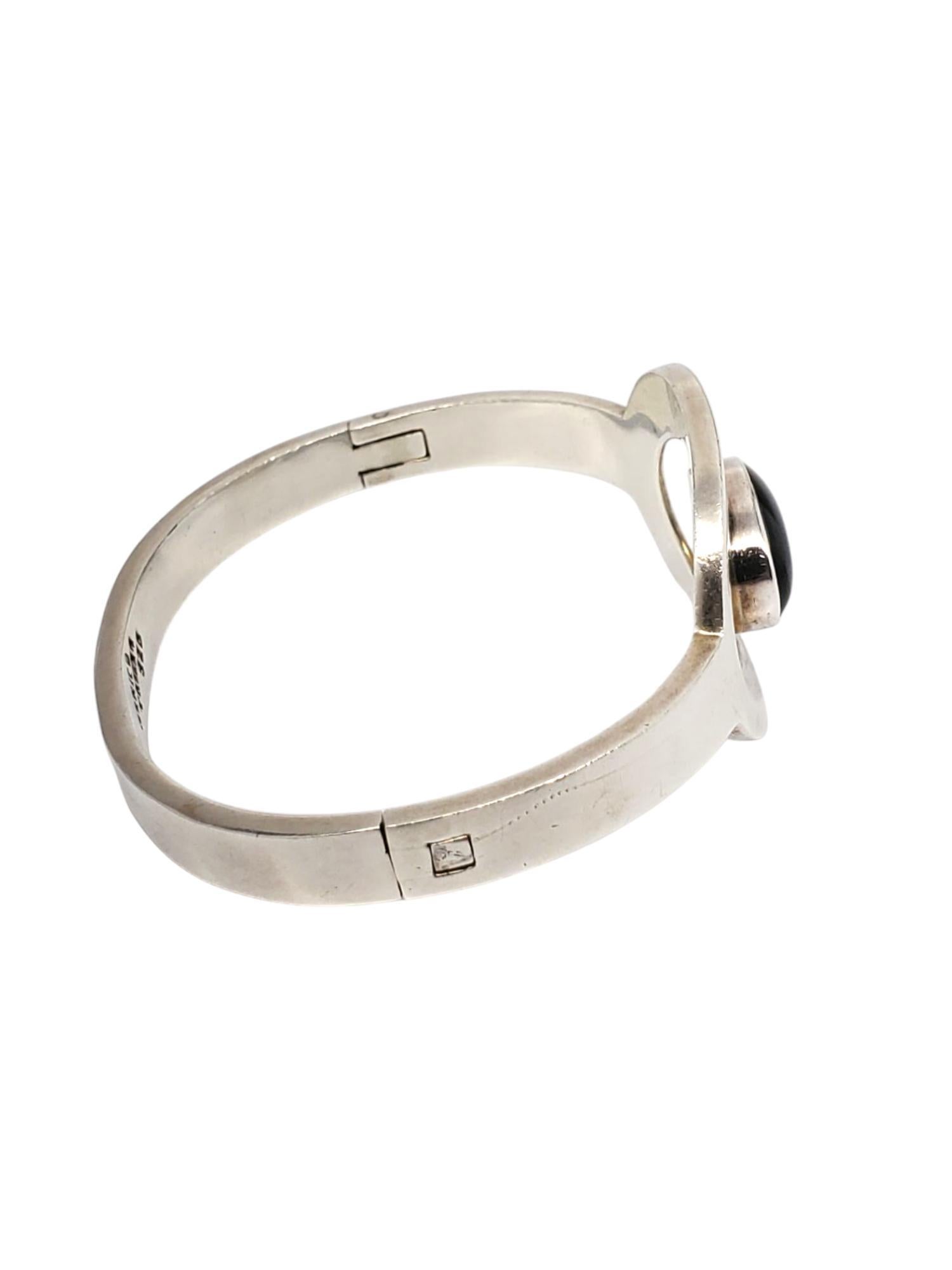 Pulsera con bisagra de ónix de plata de ley de México nº 21170 Cabujón en venta