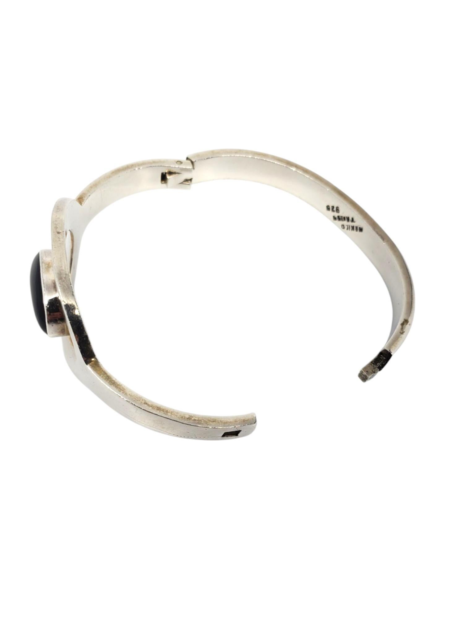 Pulsera con bisagra de ónix de plata de ley de México nº 21170 en Bueno estado para la venta en Washington Depot, CT