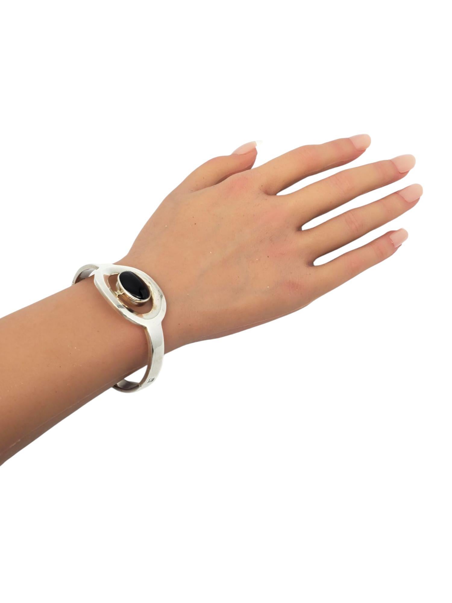 Pulsera con bisagra de ónix de plata de ley de México nº 21170 en venta 1