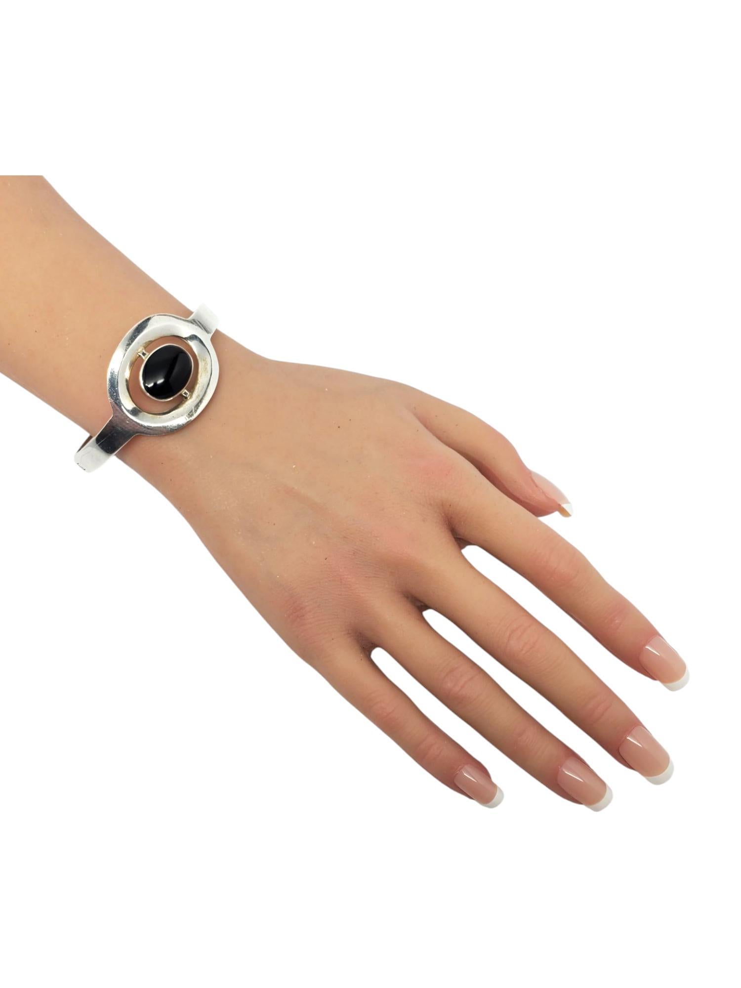 Pulsera con bisagra de ónix de plata de ley de México nº 21170 en venta 2
