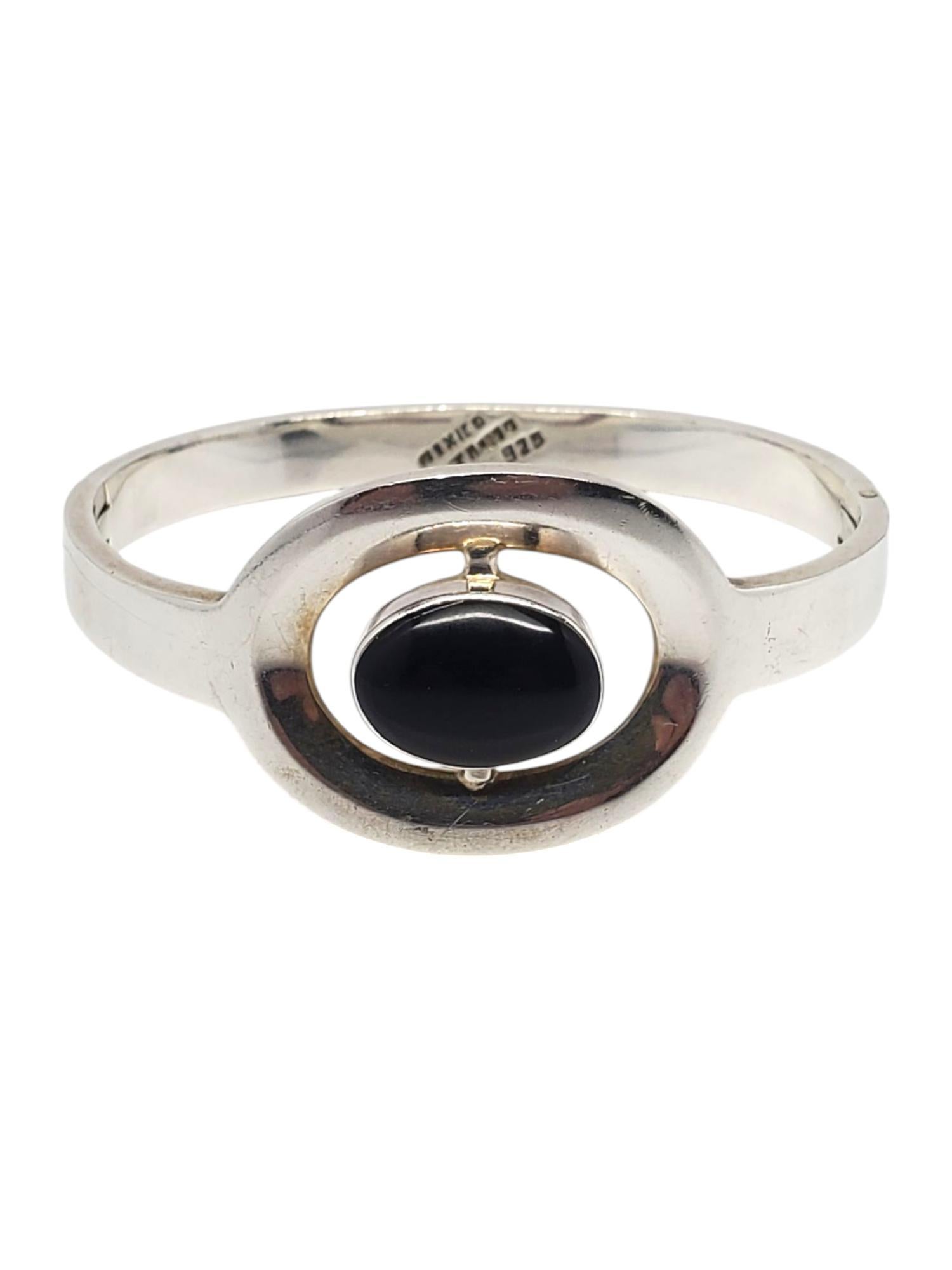 Mexico Sterling Silber Onyx Scharnier Armband #21170