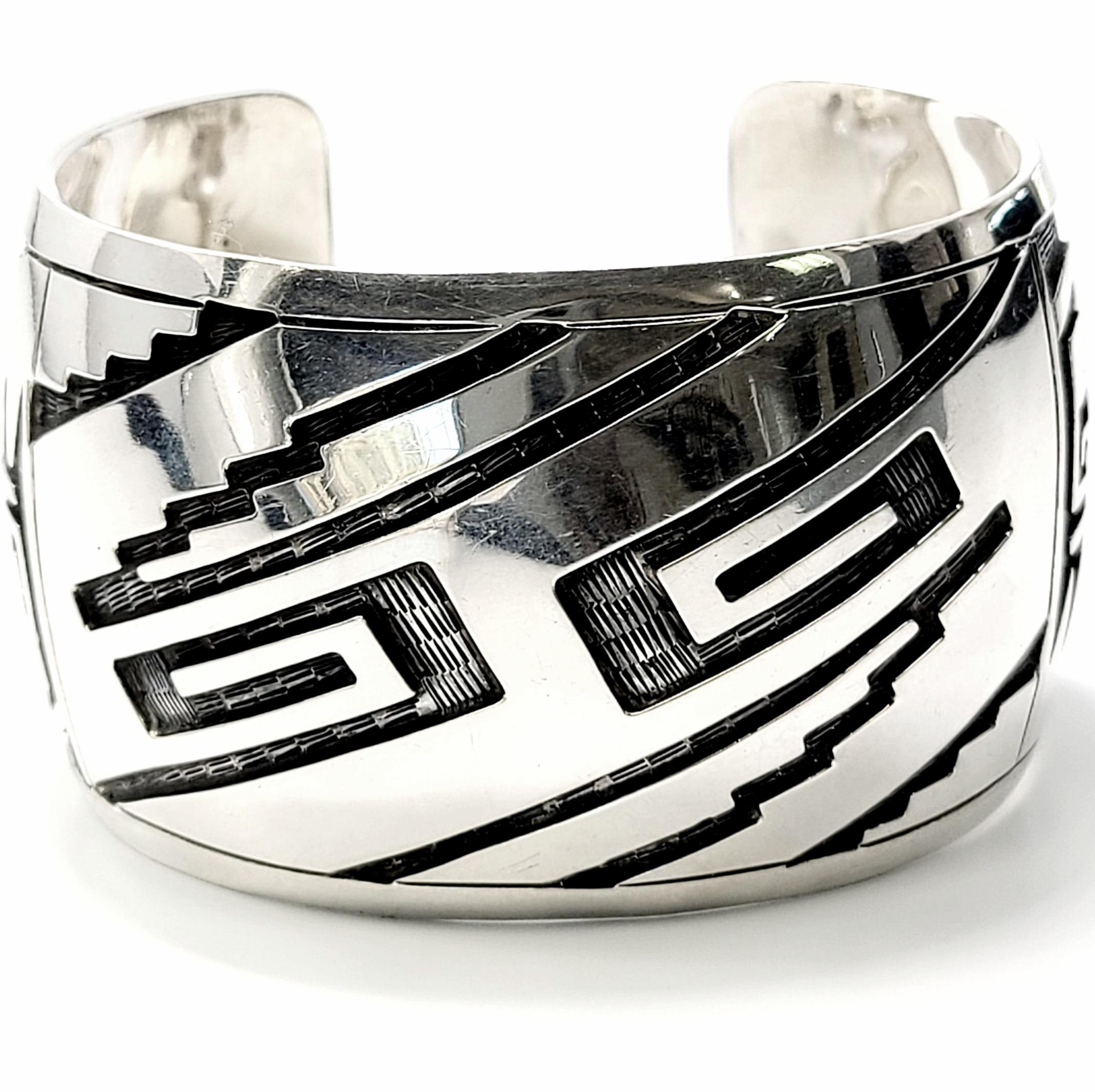 Mexico Sterling Silver Overlay Wide Cuff Bracelet 1