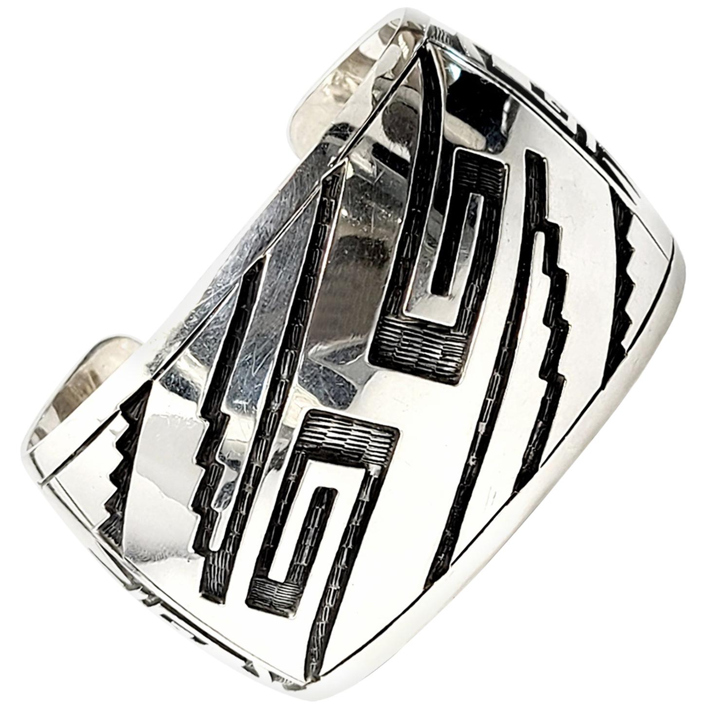 Mexico Sterling Silver Overlay Wide Cuff Bracelet
