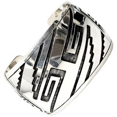 Mexico Sterling Silver Overlay Wide Cuff Bracelet