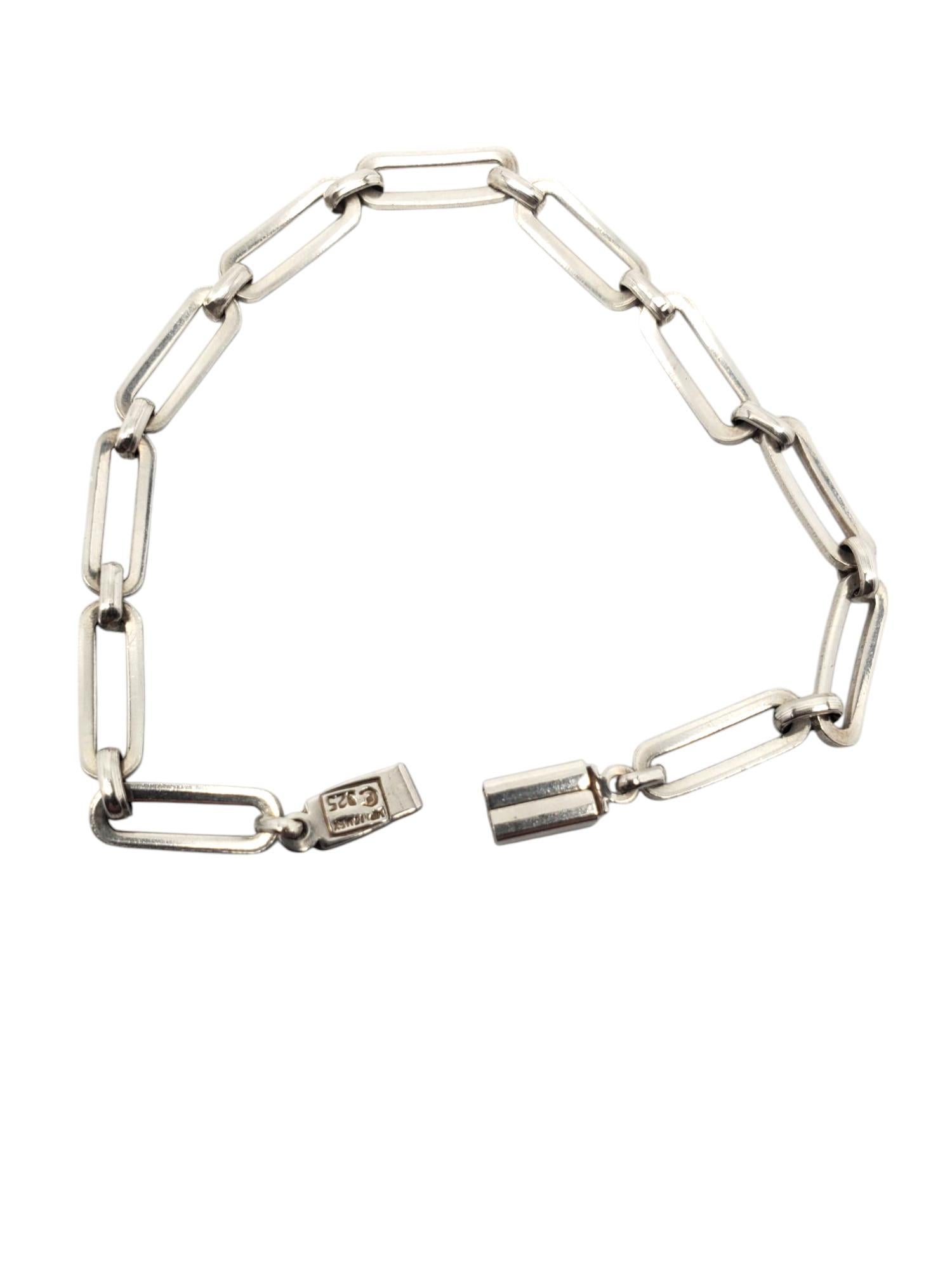 Mexico Sterling Silver Paper Clip Link Bracelet #21200 For Sale 1