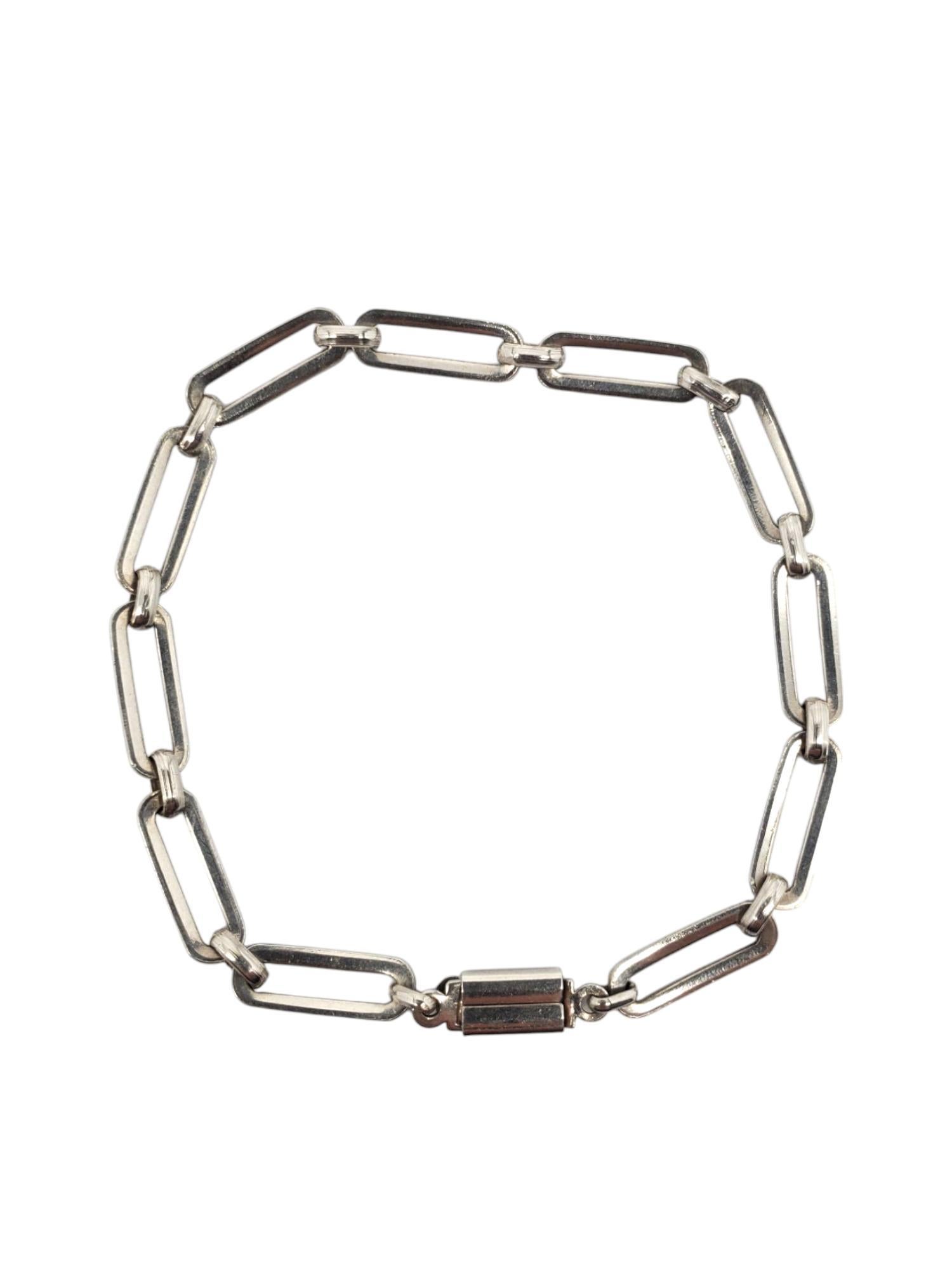 Mexico Sterling Silver Paper Clip Link Bracelet #21200 For Sale 2
