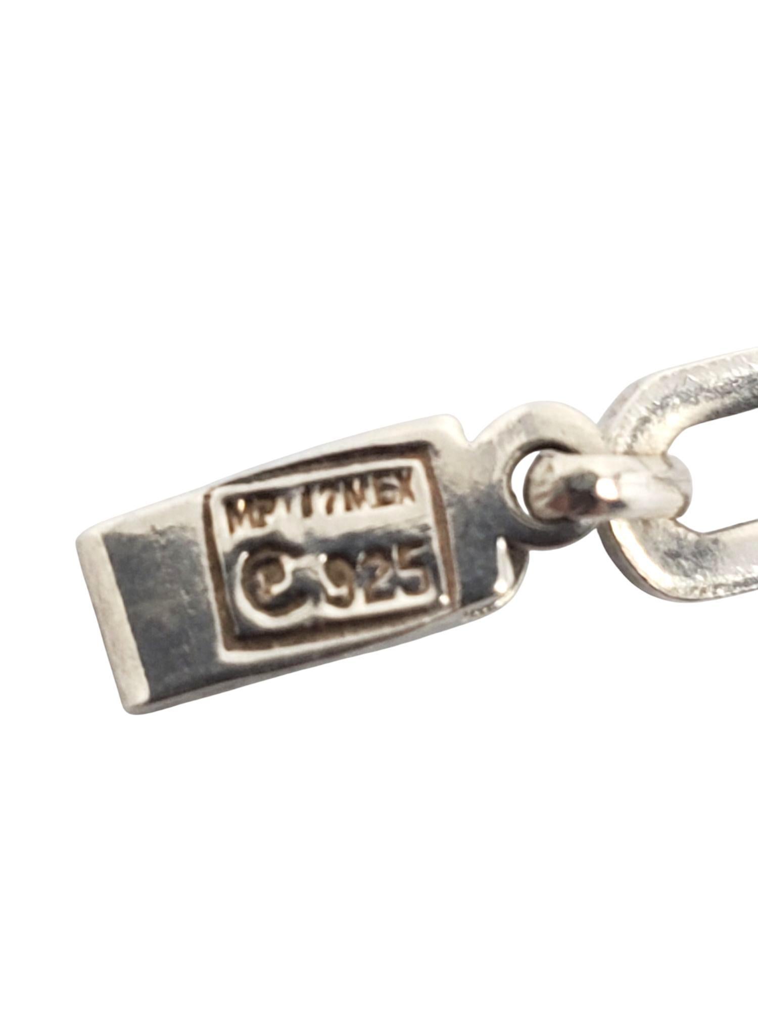 Mexico Sterling Silver Paper Clip Link Bracelet #21200 For Sale 3