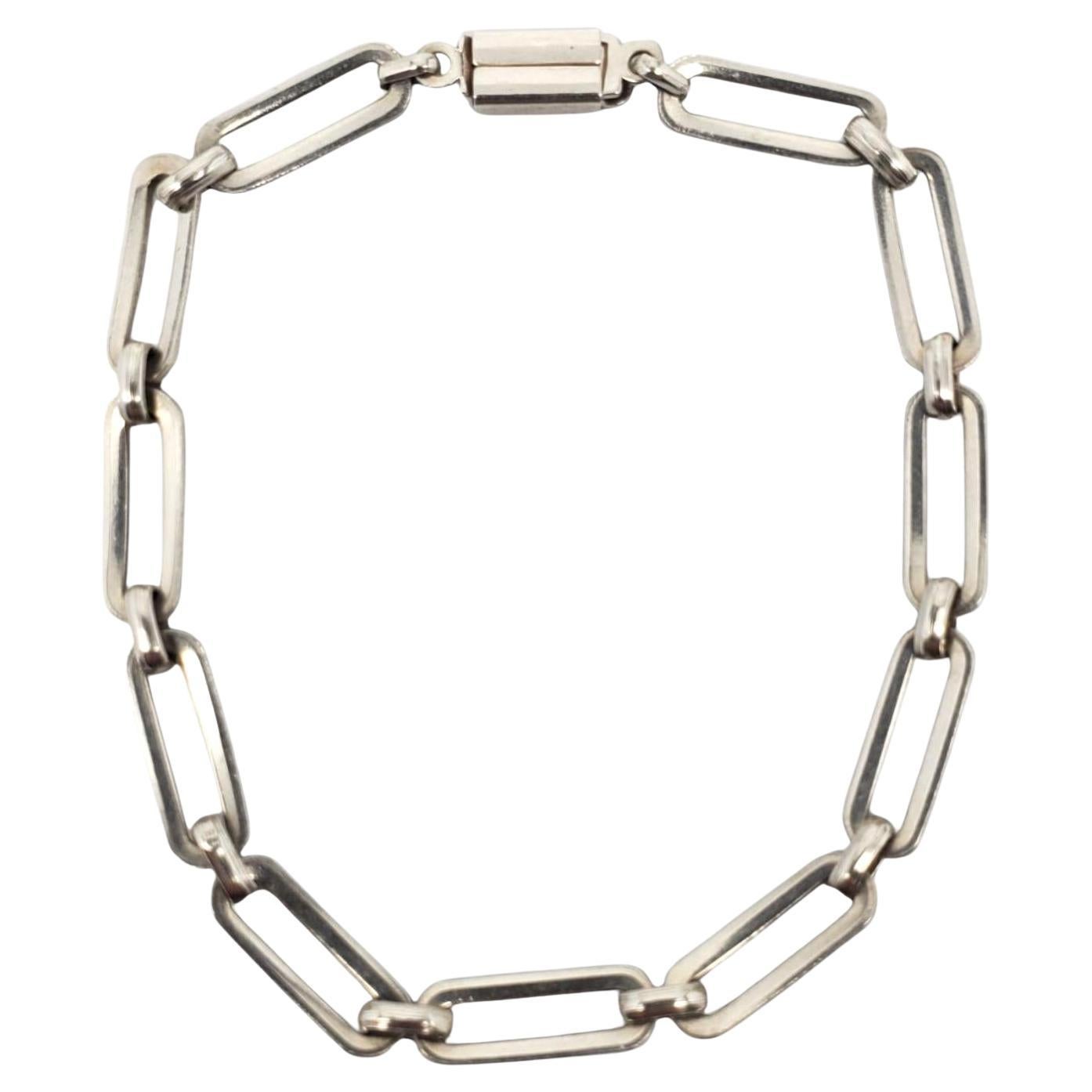 Mexico Sterling Silver Paper Clip Link Bracelet #21200