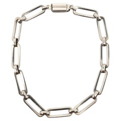 Mexico Sterling Silver Paper Clip Link Bracelet #21200