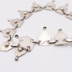 MEXICO TAXCO 1930 Art-Deco Geometric Links Necklace In Solid .980 Sterling