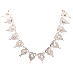 MEXICO TAXCO 1930 Art-Deco Geometric Links Necklace In Solid .980 Sterling