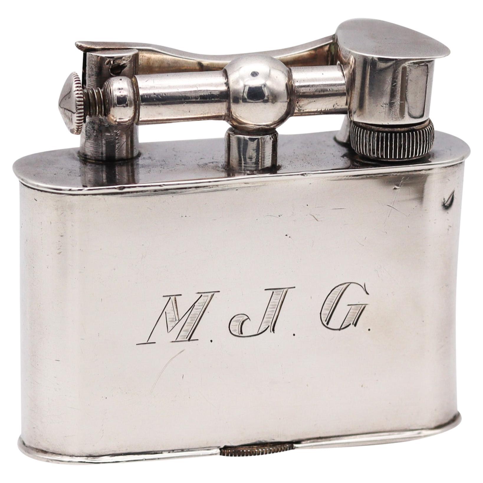 Mexico Taxco 1940 Giant Unique Lift Arm Petrol Lighter Solid 925 Sterling Silver For Sale