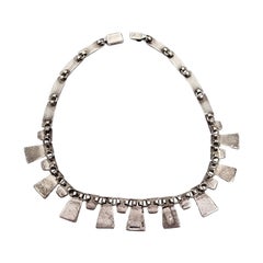 Mexico TB-70 Sterling Silver Crushed Turquoise Collar Necklace #15360