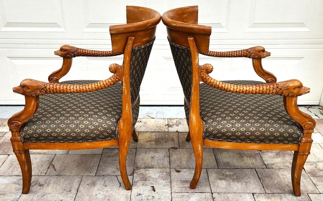 Meyer Gunther Martini French Empire Swan Armchairs Pair For Sale 8