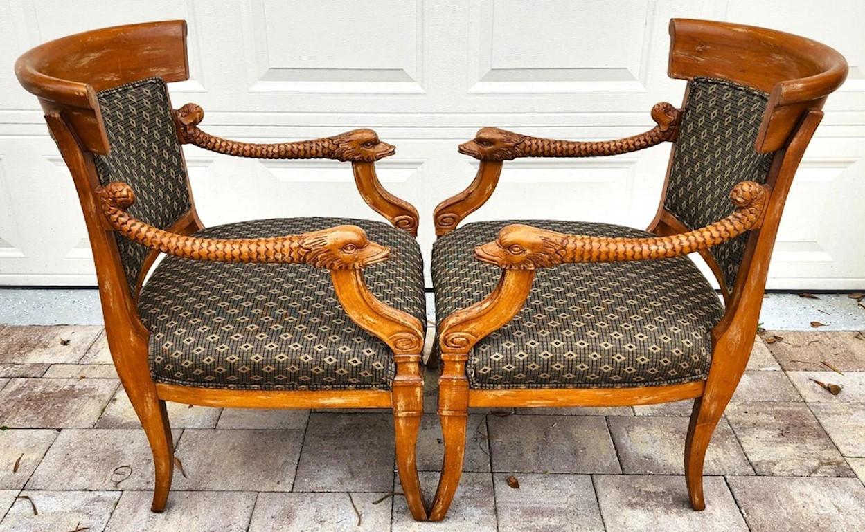 Meyer Gunther Martini French Empire Swan Armchairs Pair For Sale 10