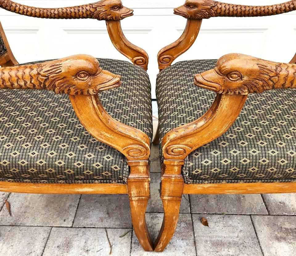 Meyer Gunther Martini French Empire Swan Armchairs Pair For Sale 11