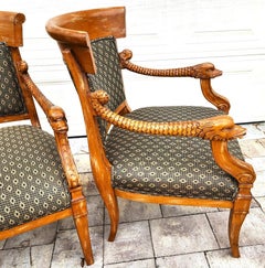 Meyer Gunther Martini French Empire Swan Armchairs Pair
