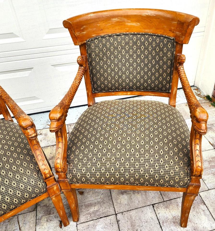 Meyer Gunther Martini French Empire Swan Armchairs Pair For Sale 2