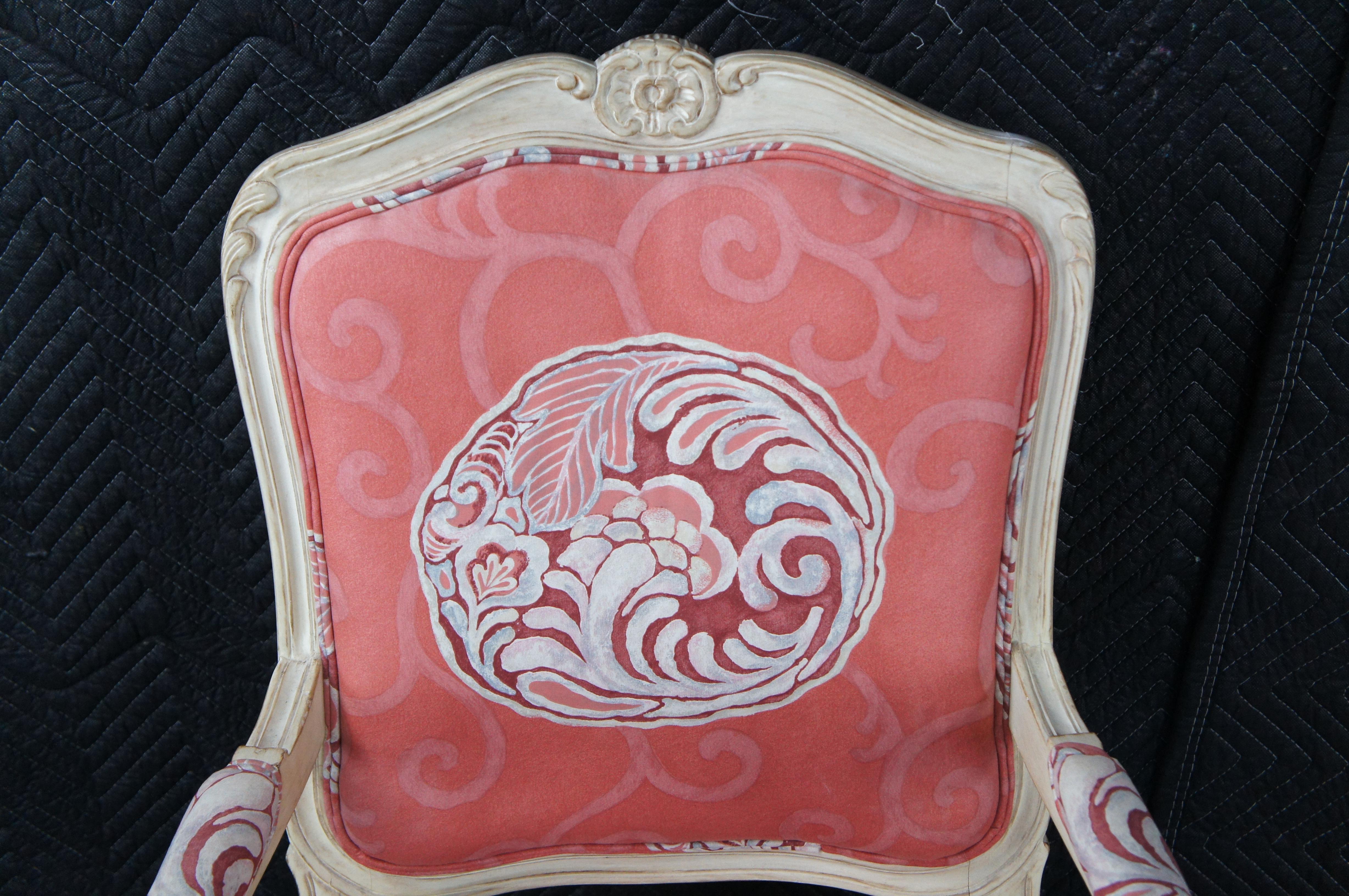 Fabric Meyer Gunther Martini French Provincial Louis XV Chinoiserie Arm Chair For Sale