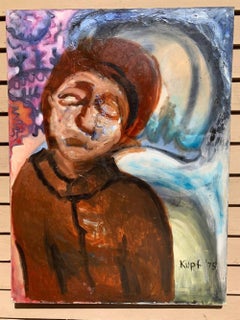MEYER KUPFERMAN (1926-2003) RITRATTO ASTRATTO DIPINTO A OLIO SU TELA 1975
