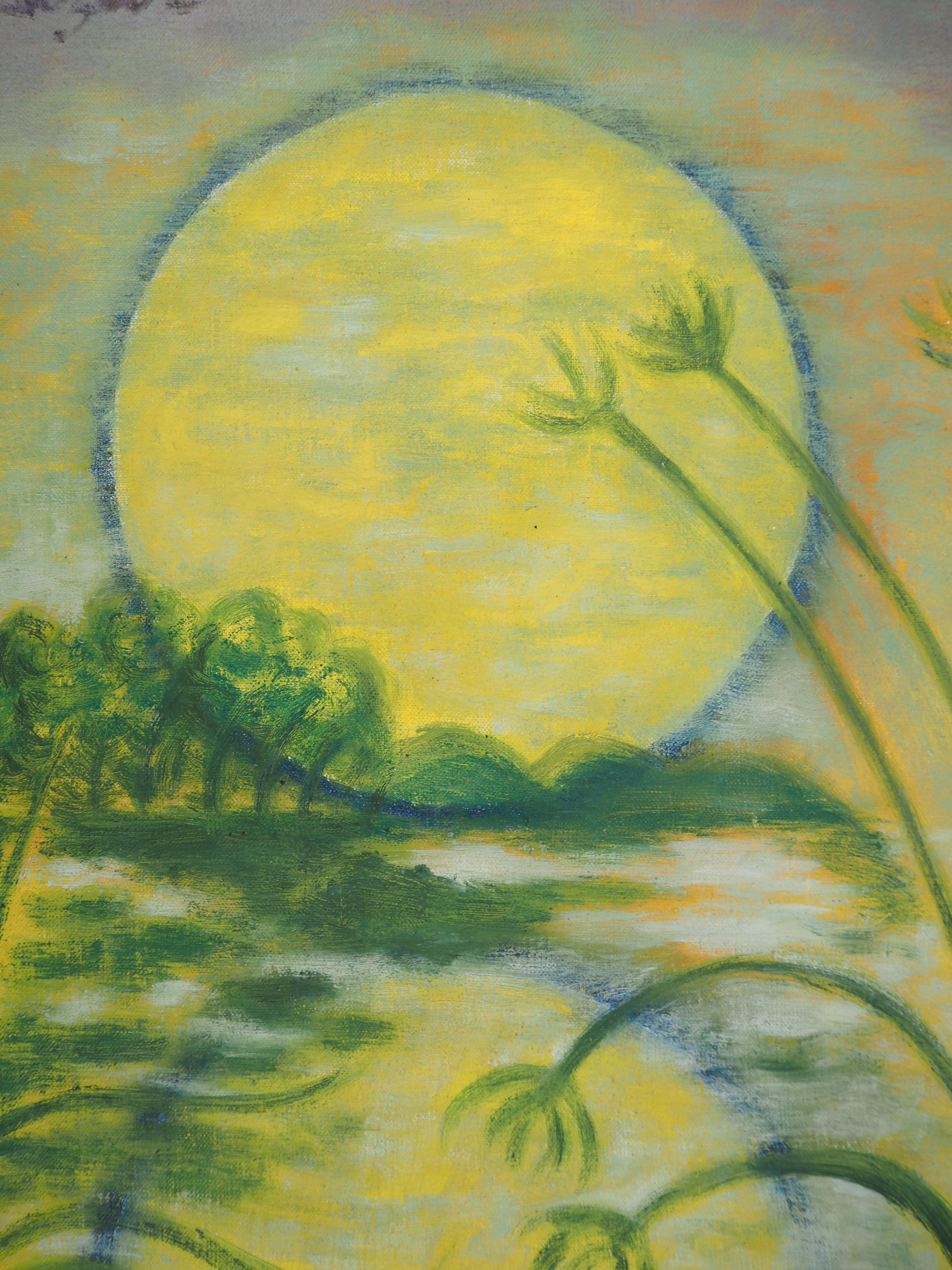Meyer LAZAR (1923-1995)
Israel : Sunset on the Lake of Galilee, 1968

Original oil on canvas
Signed lower right
Titled on the back
On canvas 55 x 46 cm (c. 22 x 18in)

Excellent condition, small defects at the edge of the painting