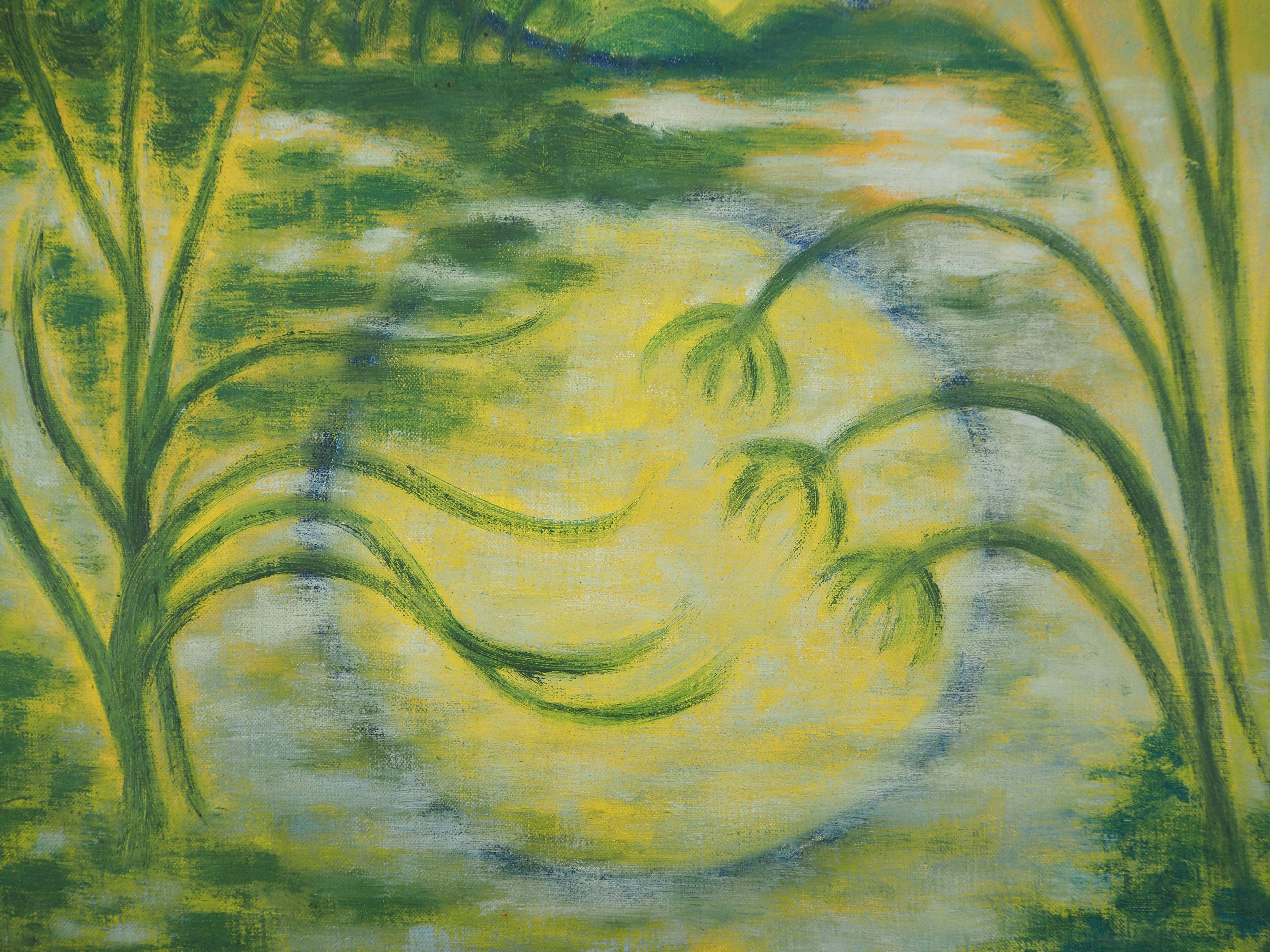 Israel : Sunset on the Lake of Galilee - Original Oil on Canvas, Handsigned For Sale 4