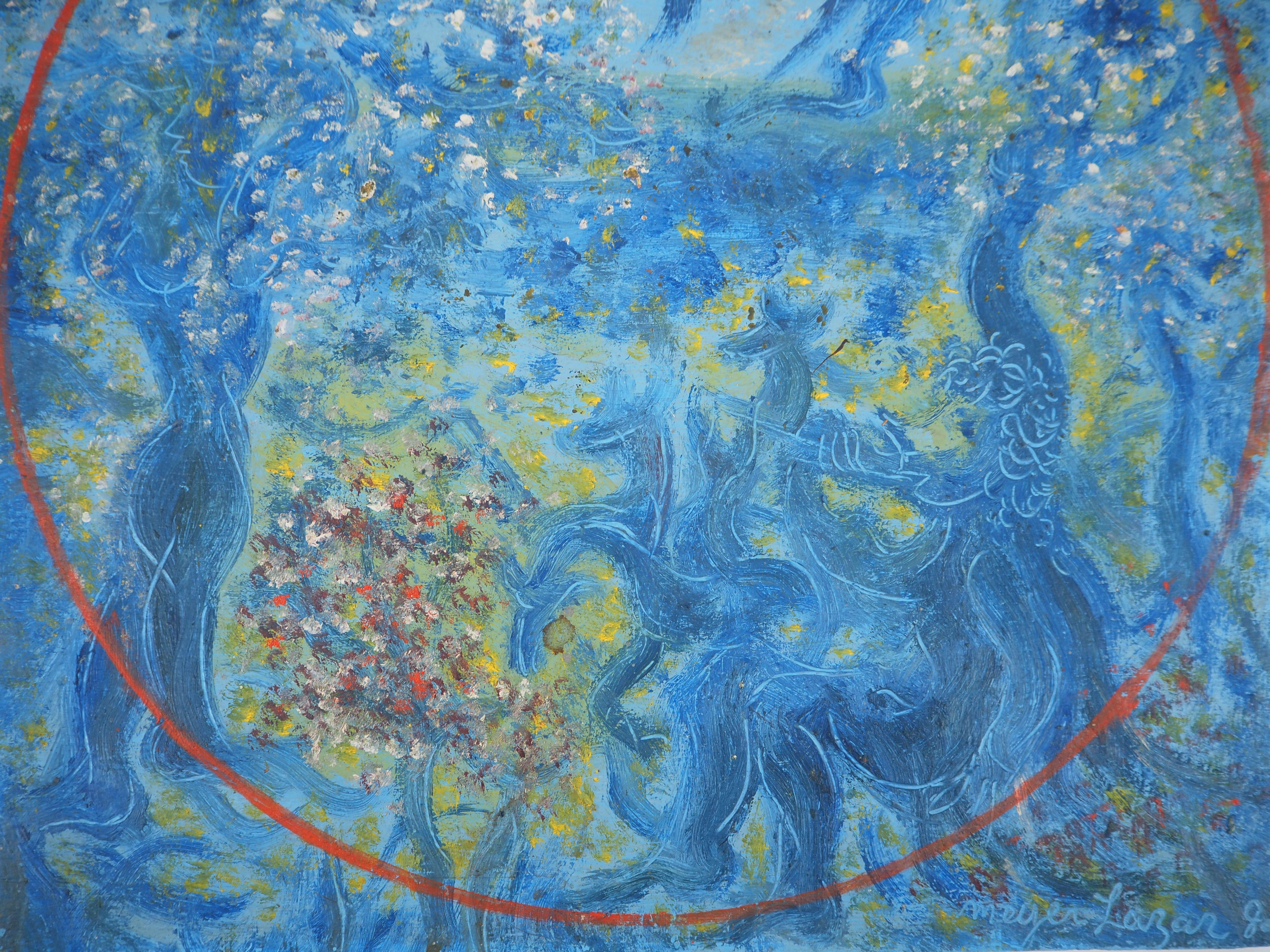 Surrealismus: Der Garten von Eden – Original-Ölgemälde, handsigniert – Painting von Meyer LAZAR
