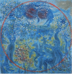 Surrealismo : el Jardín del Edén - Pintura al óleo original, firmada a mano