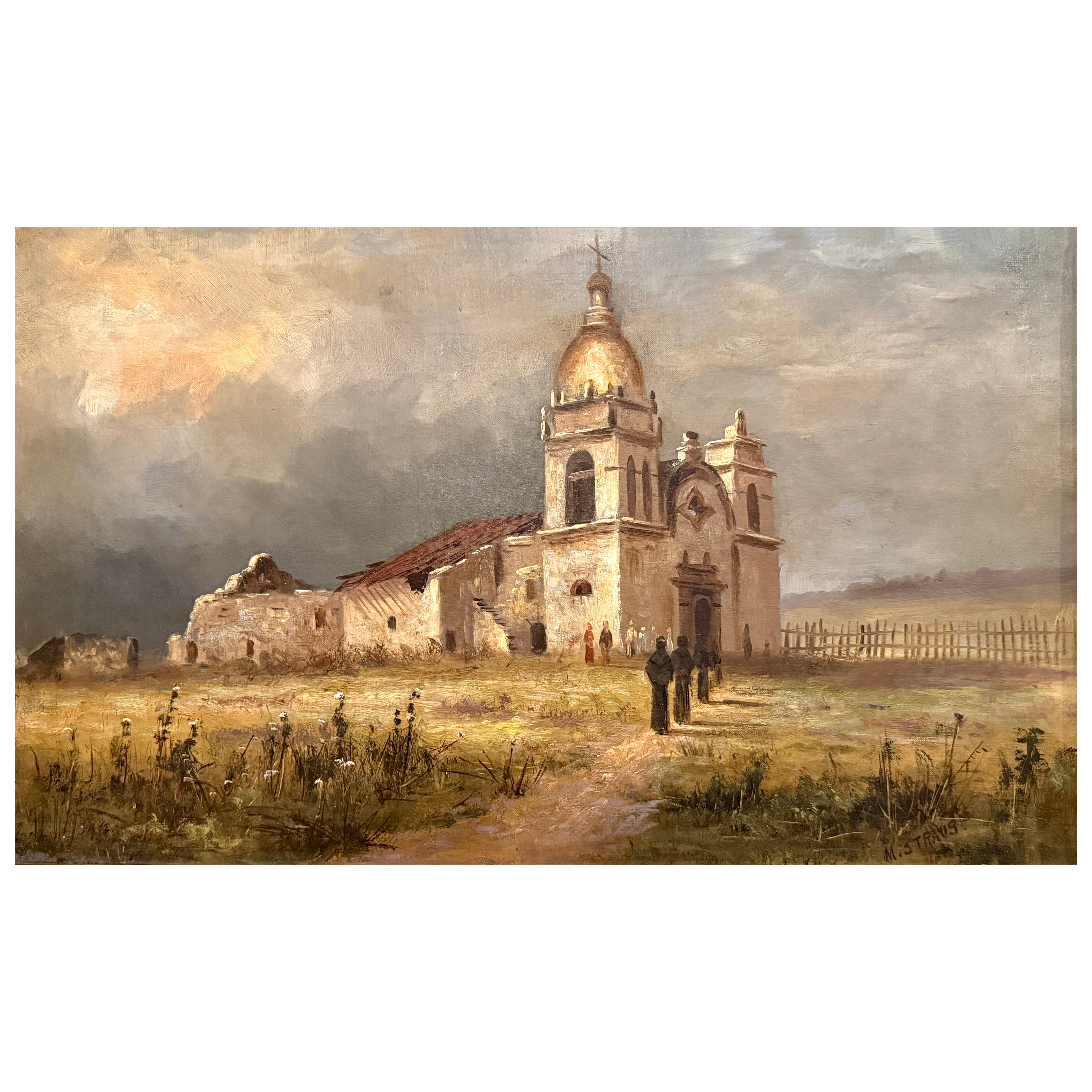 Meyer Straus (1831-1905) Mission San Carlos Borromeo de Carmelo im Angebot