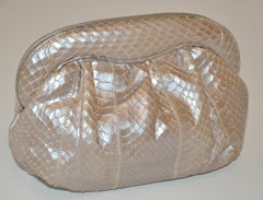 Meyer Wonderfully Elegant Pearl Snakeskin Clutch With Optional Shoulder Strap