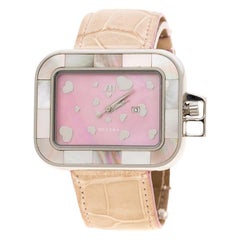 Orologio da polso da donna Meyers Rosa Madreperla in acciaio inossidabile 42MM