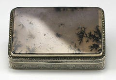 Meyle and Mayer German Sterling Silver Tobacco Box with Quartz / Stone, C1900