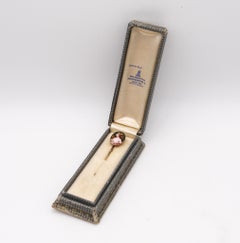 Meyle & Mayer 1900 Art Nouveau Enamel Stick Pin In 18Kt Yellow Gold