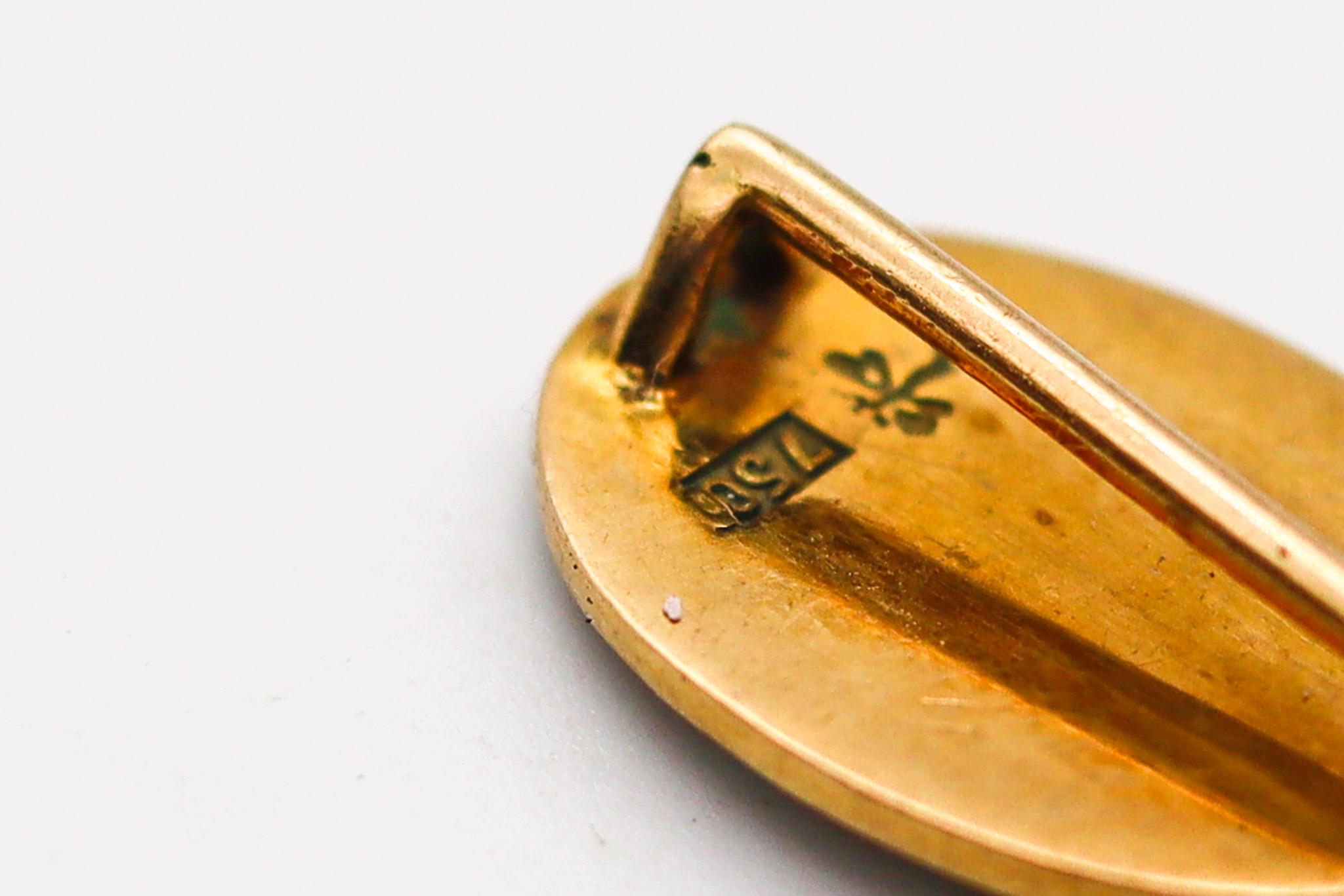 Meyle & Mayer 1900 Art Nouveau Guilloche Enamel Stick Pin in oro giallo 18Kt in vendita 2