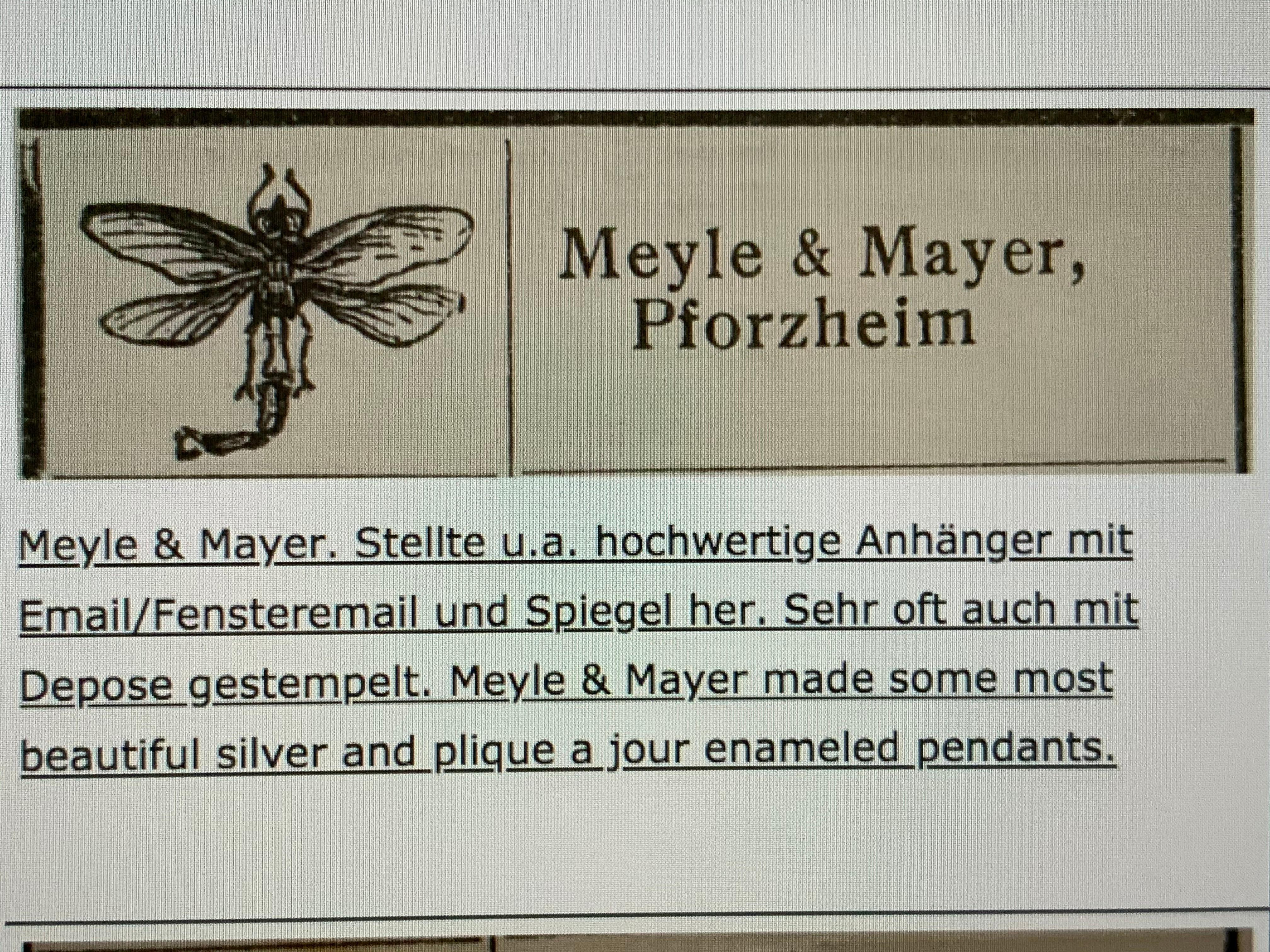 Meyle & Mayer Jugendstil Fee Mädchen Mohnblume Medaillon Anhänger Silber Emaille 1