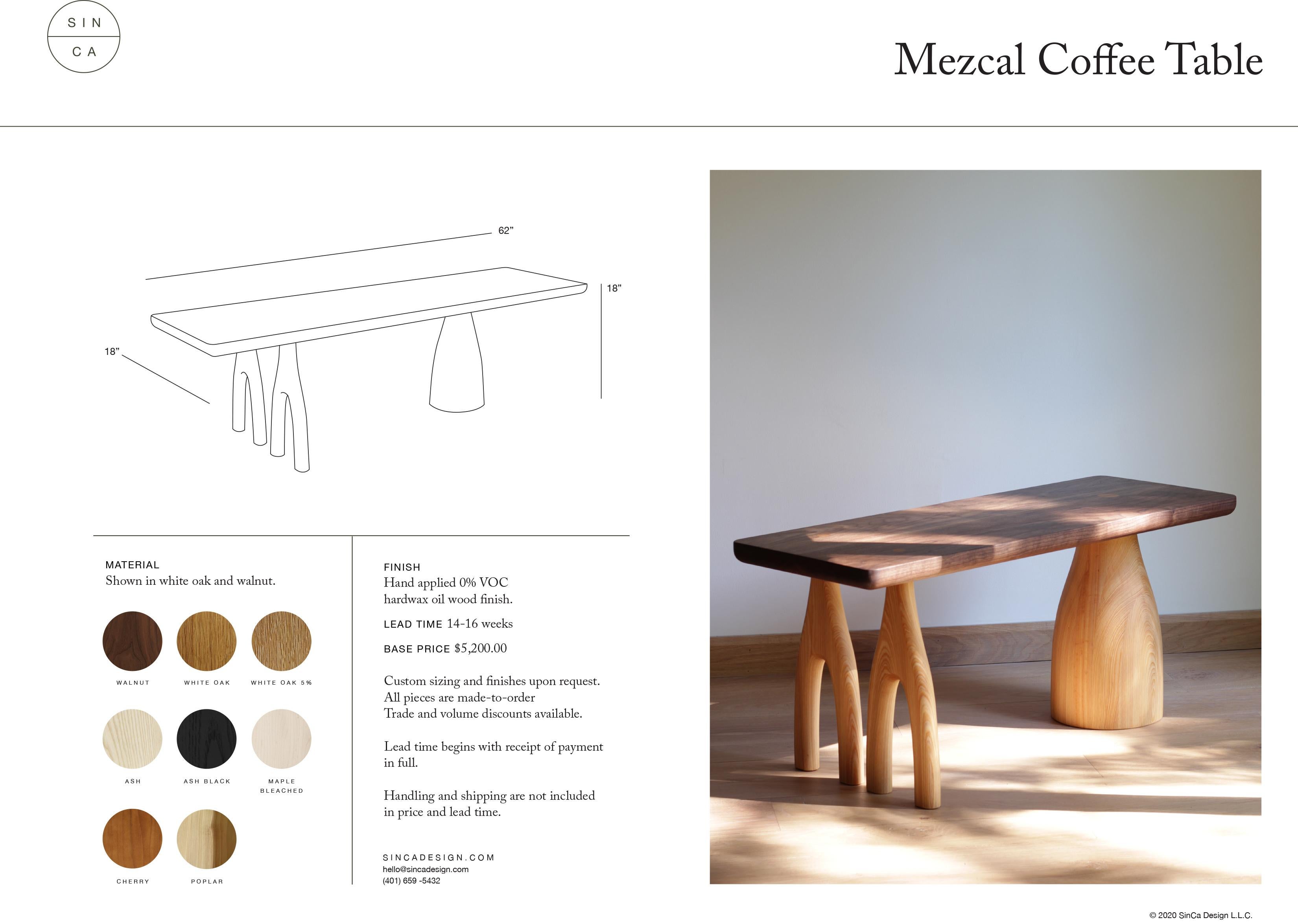 Table basse Mezcal asymétrique rectangulaire en noyer et frêne de SinCa Design en vente 1