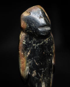 Mezcala Black and Orange Jade Figure on Stand