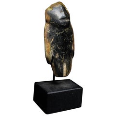 Mezcala Black and Orange Jade Figure on Stand