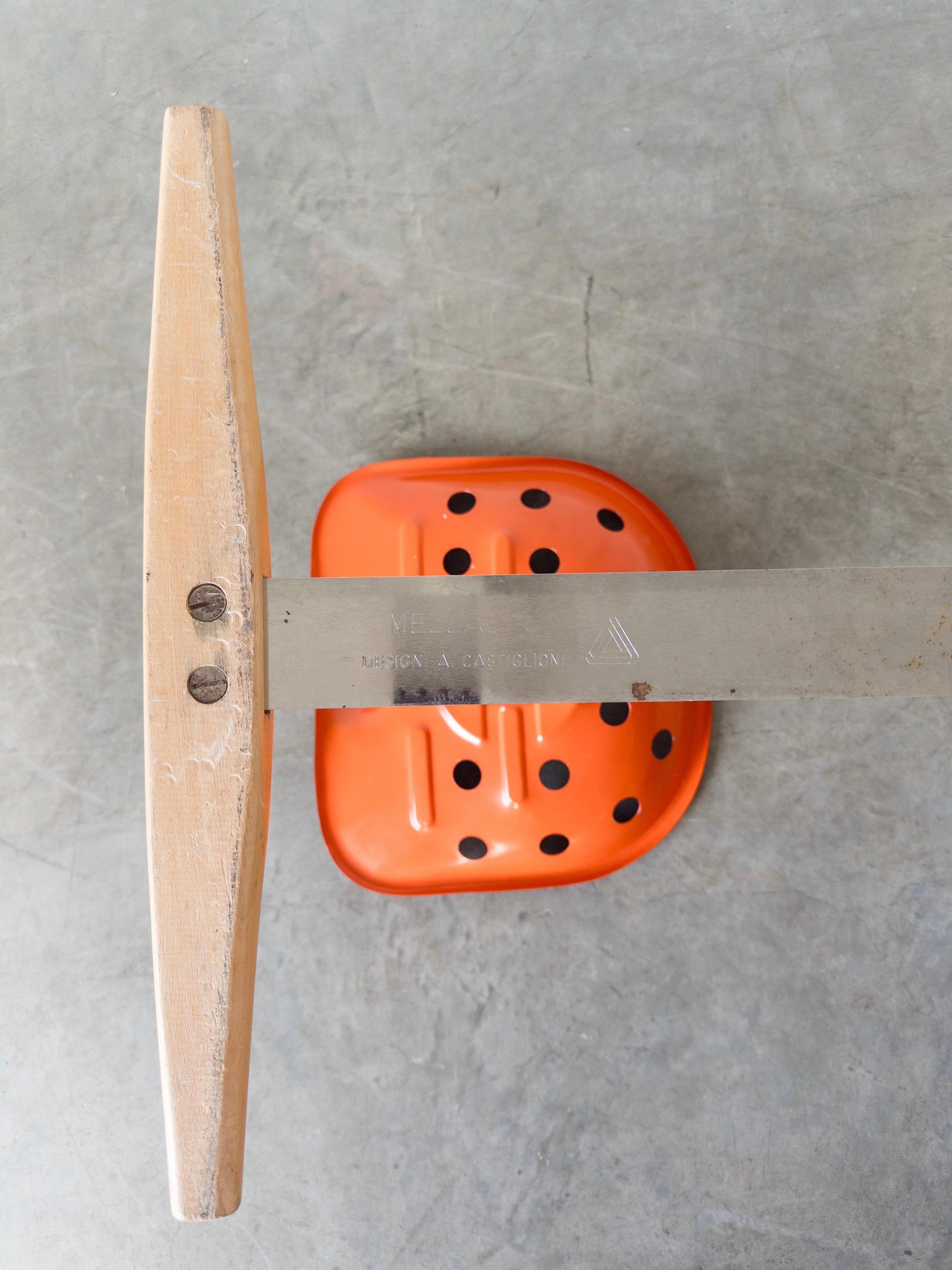 Steel Mezzadro Stool by Achille and Pier Giacomo Castiglioni for Zanotta, 1970s For Sale