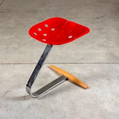 "Mezzadro" Stool in Red by Achille & Pier Giacomo Castiglioni, 1957