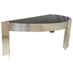 "Mezzaluna" Polished Steel & Black Granite Desk by Leon Rosen for Pace