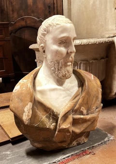 Busto compuesto de mármoles policromados, siglo XIX.