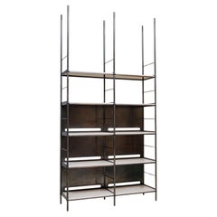 Mezzo Compression Shelving in Blackened Stainless Steel and Oak by Laylo Studio