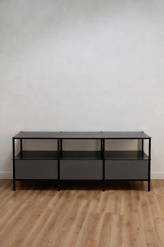 MEZZO Credenza — Minimal, Architectural Blackened Steel Storage Cabinet or Case