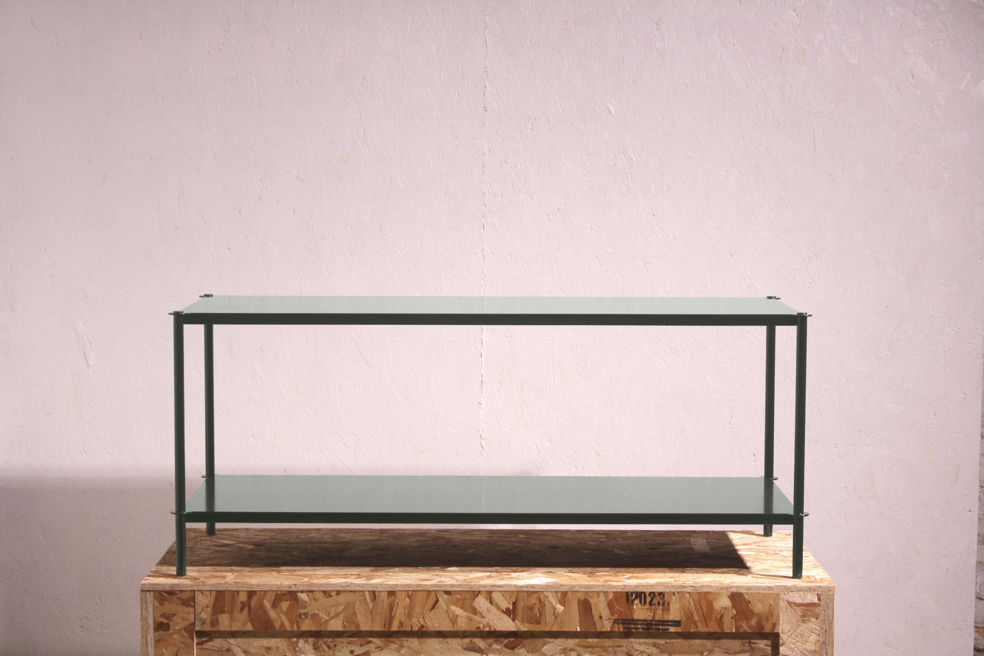 Table console Mezzo personnalisable en métal avec étagères en bois massif par Laylo Studio en vente 4