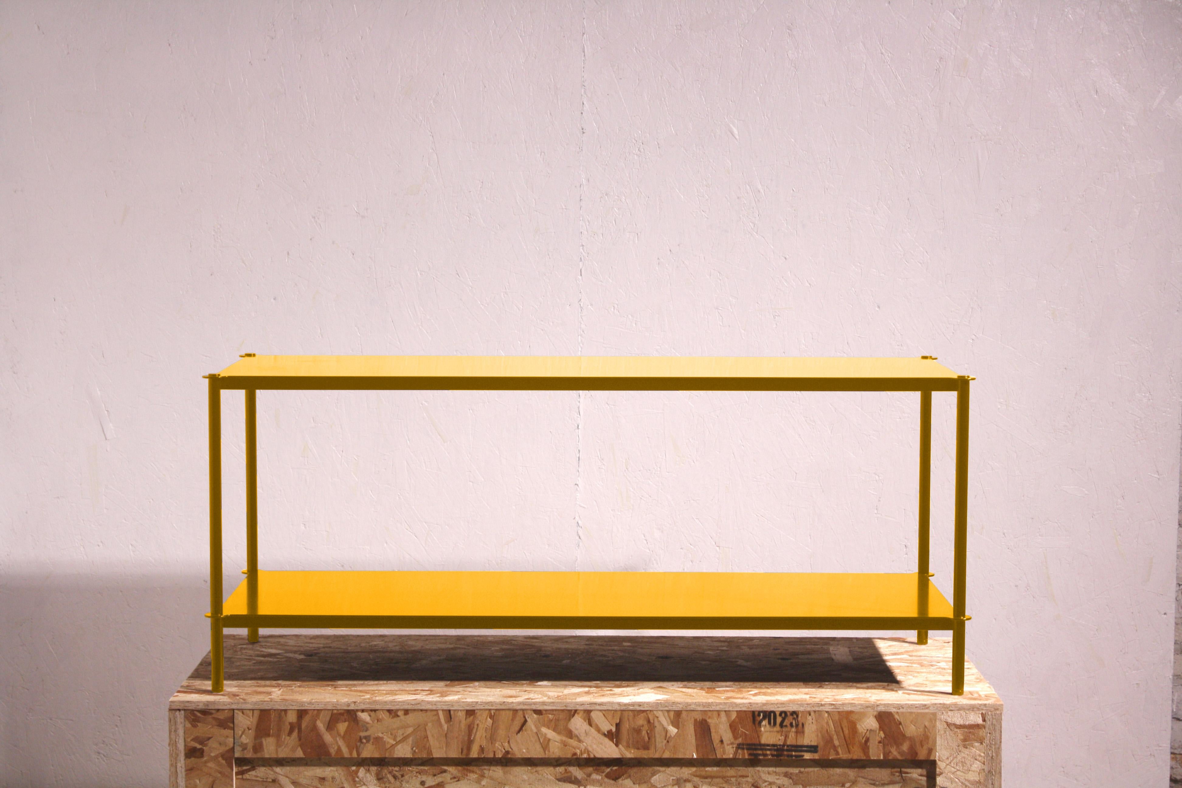 Table console Mezzo personnalisable en métal avec étagères en bois massif par Laylo Studio en vente 8