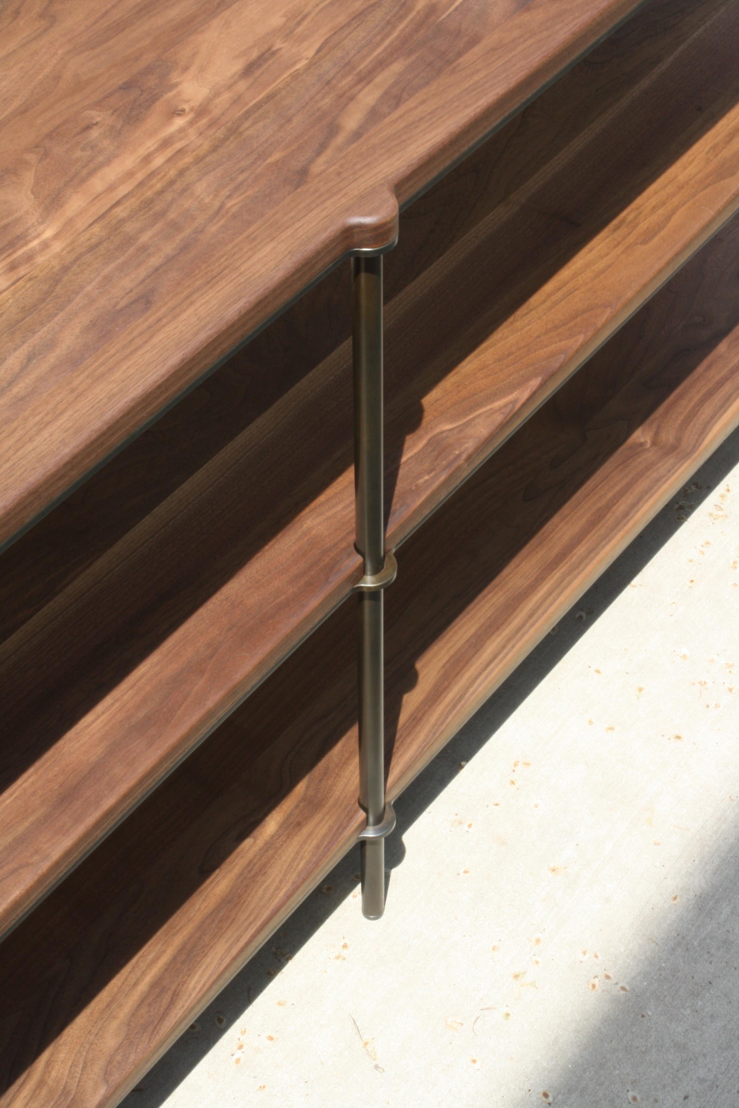 Mezzo Customizable Metal Console Table with Solid Wood Shelves by Laylo Studio In New Condition For Sale In Chicago, IL